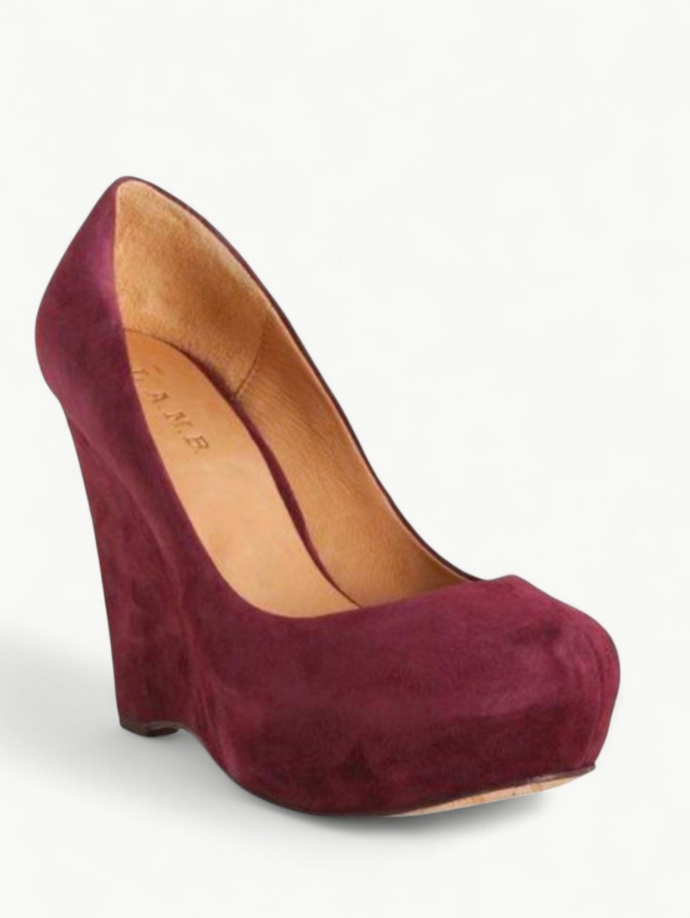 Y2K L.A.M.B. x GWEN STEFFANI Platform Wedge Pumps Suede Plum Purple LAMB 6.5